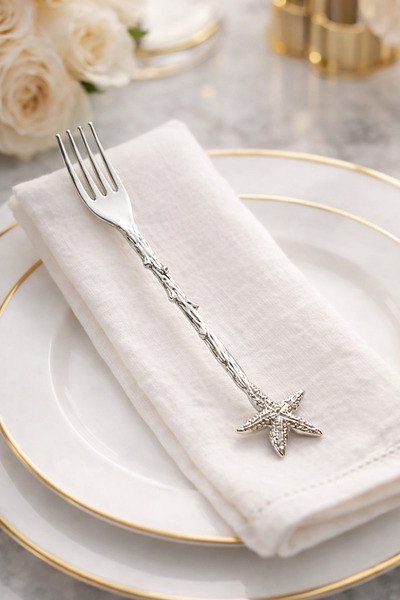 Pressia Starfish Shape Fork Silver Color