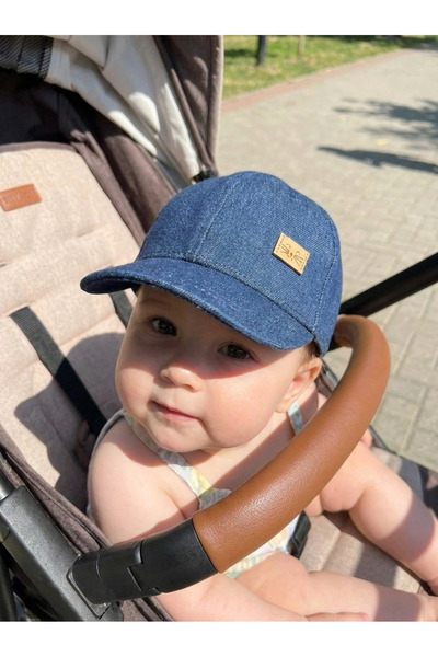 PIECE SIGNATURE Baby Summer Hat - Soft Jean Baby Cap with Cat Emblem (0-18 Mo...