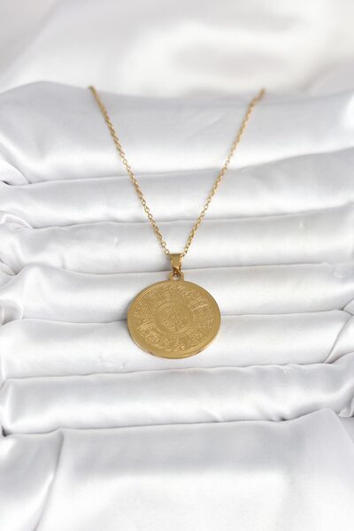 ForWhat Golden Steel Ayetel Kursi Written Women's Necklace for Elegant Necks