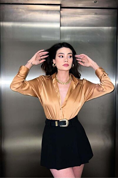 Maxi modena Camel Satin Shirt