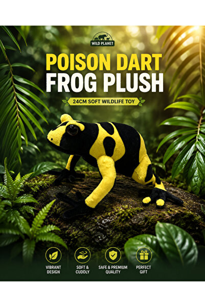 Wild Planet Poison Dart Frog Plush 24cm Soft Stuffed Animal Toy Realistic Yel...