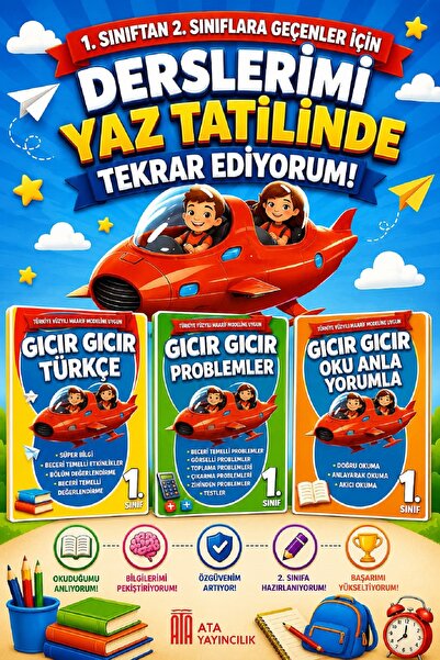Ata Yayıncılık 1. Sınıftan 2.Sınıfa Geçenler İçin Derslerimi Yaz Tatilinde Te...