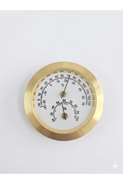 HATFON ANALOG SARI YUVARLAK ISI NEM ÖLÇER BİMETAL TERMOMETRE -25+55C / %20-10...