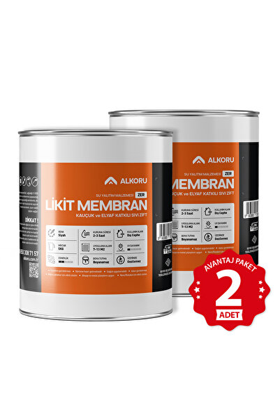 ALKORU 2 Adet 5 KG Zer Sıvı Zift Likit Membran Kauçuk ve Elyaf Katkılı Sıvı S...