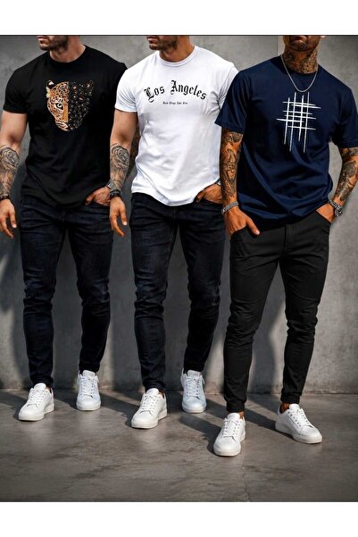 tkn your style Ανδρικό μπλουζάκι 3 τεμαχίων Aslan Los Angeles με σχέδιο στάμπ...