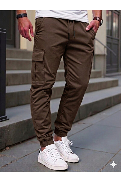 SERAZAT Cargo Pants Cotton Lycra Elastic Waistband Cargo Pocket Trousers