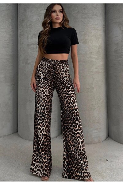 MARLİNG Pantaloni elastici cu imprimeu leopard