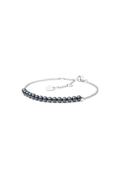 MANAVA Silver bracelet with natural pearls - Mezzo Nero