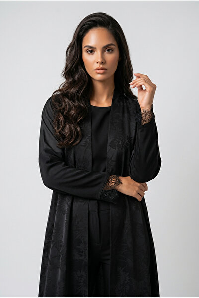 almasa alswda Trend Jacquard Wrap Abaya Suitable for All Seasons