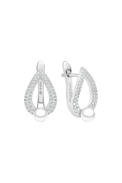MANAVA Cercei argint cu perle naturale si zirconia - Mirage