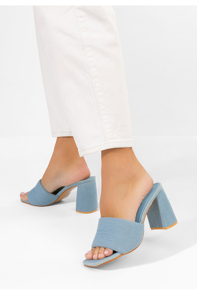 B T Shoes Papuci cu toc gros Miralys albastri