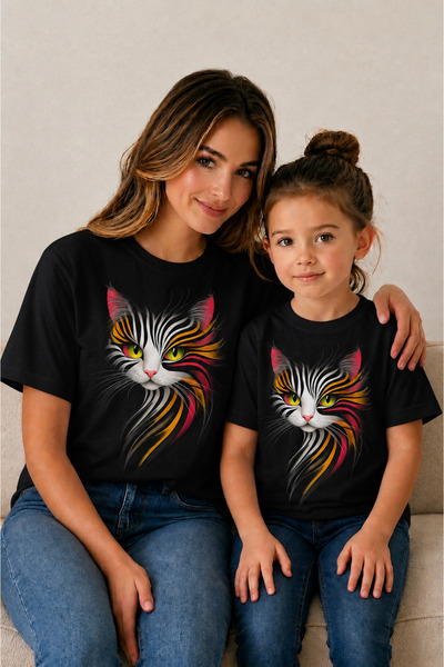 VODEXA Mother Child Oversize T-Shirt Combination Twin T-Shirt 100% Cotton Com...