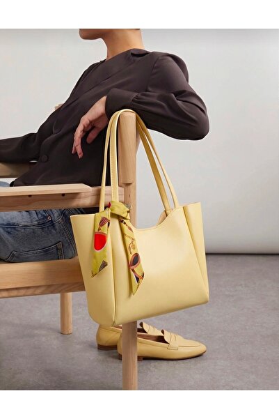 HH Kontes Kadın Fularlı Fermuarlı Shopper El ve Omuz Çantası