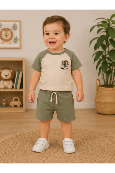 greenmoss 100% Cotton Safari Lion Baby Boy Set