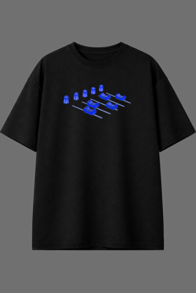VSRN Dj Booth Keys Design Pre-Printed Black Oversize T-Shirt