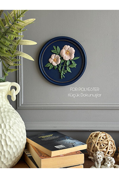 FOR POLYESTER Küçük Dokunuşlar Dekoratif Flowers Duvar Aksesuarı Lacivert Yuv...