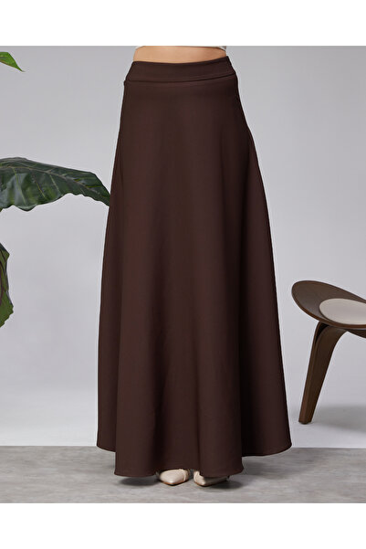 sehatex Dabıl Thick Crepe Fabric Long Skirt with Pattern