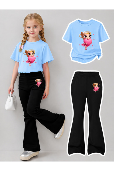 YUNAYT Set de pantaloni evazați și tricou spaniol pentru fete