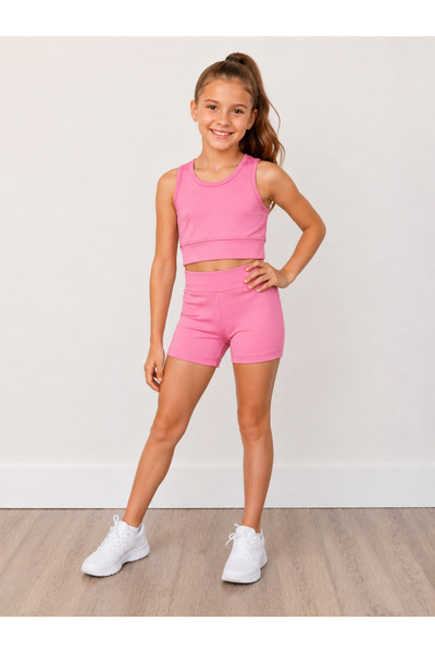 Melodikids KIZ ÇOCUK CROP ŞORTLU 3-15 YAŞ MAYO