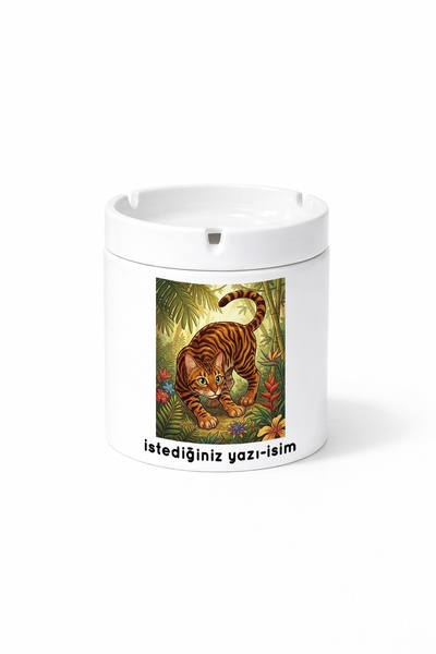 Kirbi Reklam Animal Toyger Cat Tiger Patterned Cat Double-Sided Printed Porce...