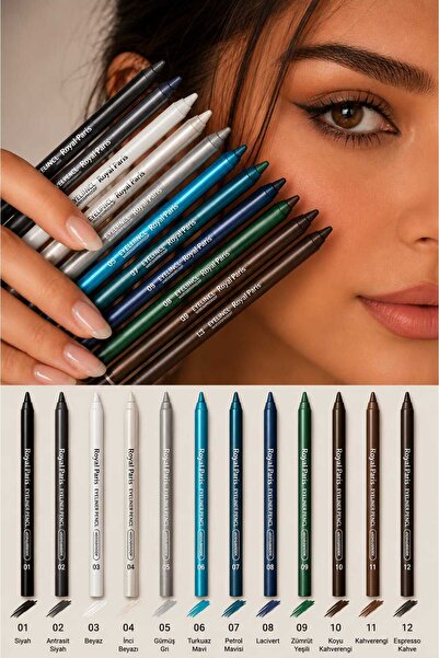 Rosse 12 Pieces 12 Colors Oil-Resistant Waterproof Eyeliner Pen