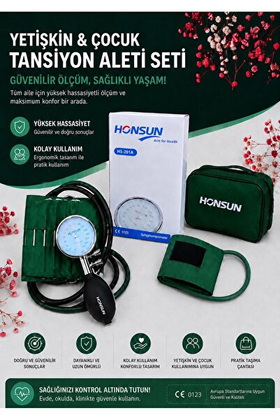 Honsun Manuel Tansiyon Aleti Seti Çocuk & Yetişkin Cırt cırtlı ve yapışkan Ho...