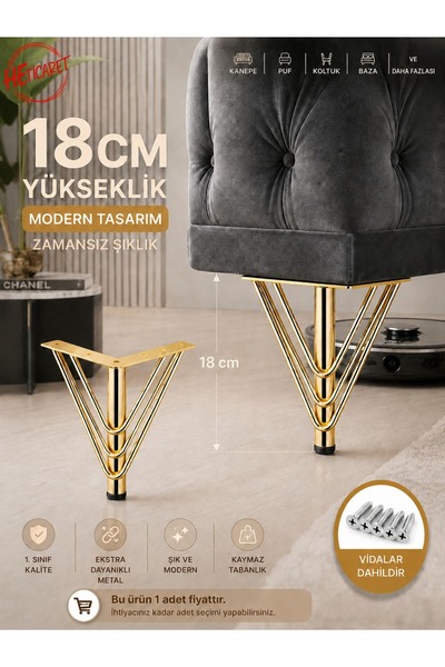 HETicaret Noga za nameštaj Moderna 18cm Metalni nameštaj, ormarić, okvir krev...