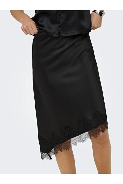ONLY Satin Lace Detailed Long Skirt 15380116