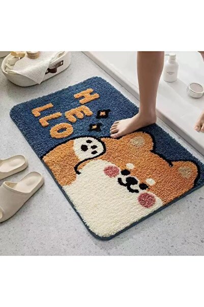 NazLand Ayıcık Peluş Banyo Paspası 40x60 cm | Yumuşak Kaydırmaz Dekoratif Pel...
