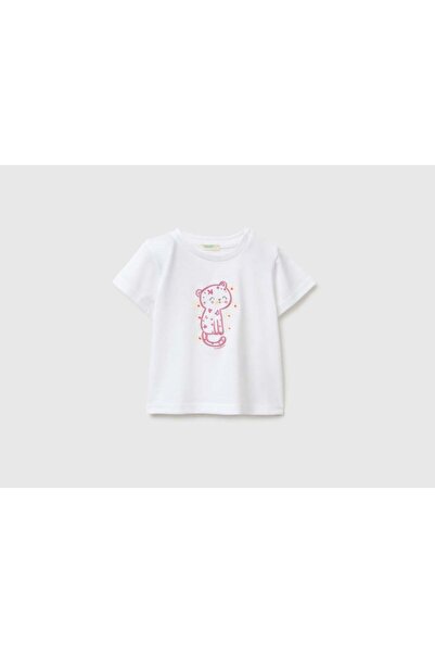 United Colors of Benetton Baby Girl Fluffy Water-Based Print Detailed T-Shirt...