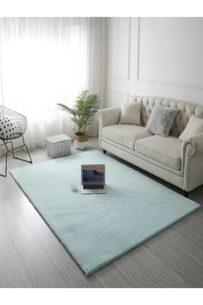 DeltaDesign Fluffy Rug , Furry Lop Model 049, Anti-Slip, Mint