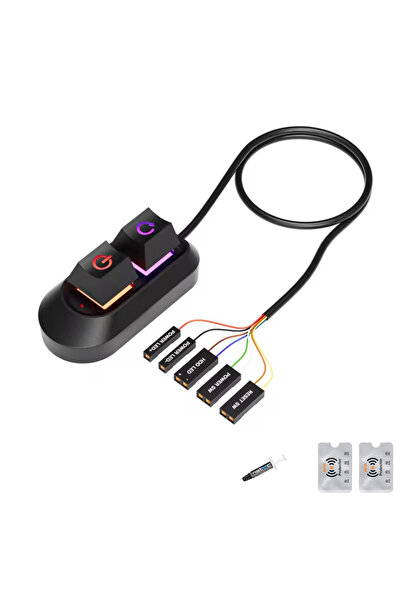 UnderShop Buton mecanic, Cablu prelungitor de 2 metri, RGB, Reset/Pornit/Opri...