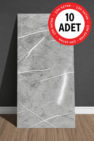 UKAB DEKOR 10 Adet 30x60 Cm Dekoratif Mermer Desenli Kendinden Yapışkanlı Duv...