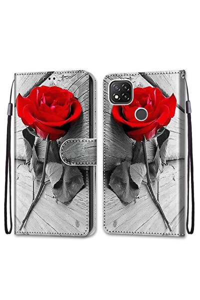 sscase Wood and Roses Θήκη Πορτοφόλι Wood Red Rose (Xiaomi Redmi 9C)
