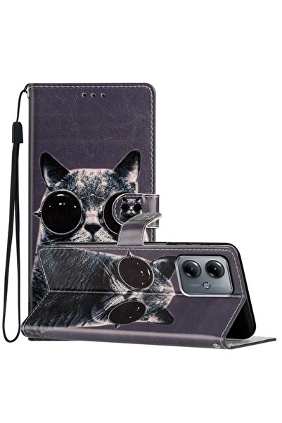 sscase Colored Drawing Θήκη Πορτοφόλι Sunglasses Cat (Motorola Moto G14)