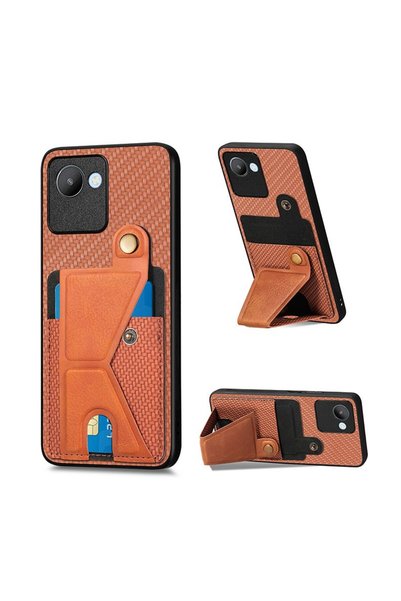 sscase Carbon Fiber Σκληρή Θήκη με Στήριγμα Brown (Realme C30)