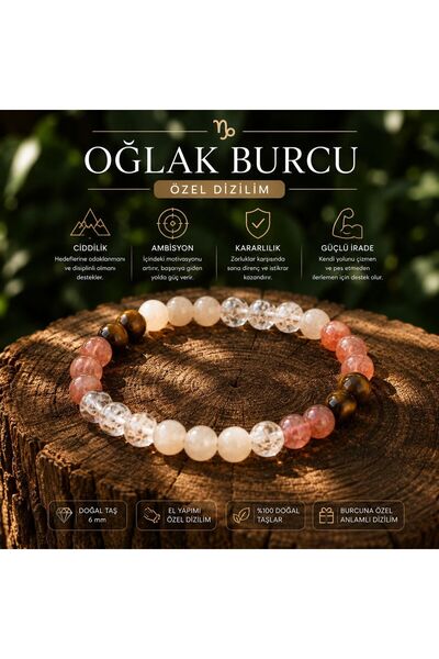 Oğlak Burcu Özel Dizilim Doğaltaş Bileklik