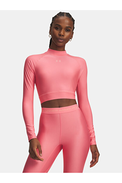 Under Armour Dámské tričko HeatGear Crop Mock LS-PNK