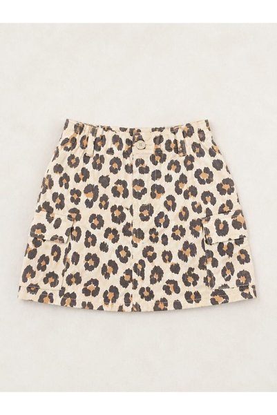 Alin Alp 4-8 Years Old Girl's Leopard Patterned Skirt and Blouse Set-7 Y