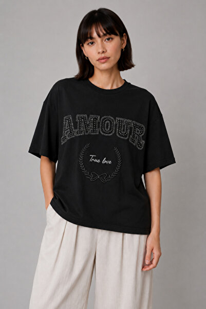 TIFFANY&TOMATO Amour İşlemeli Basic Tişört