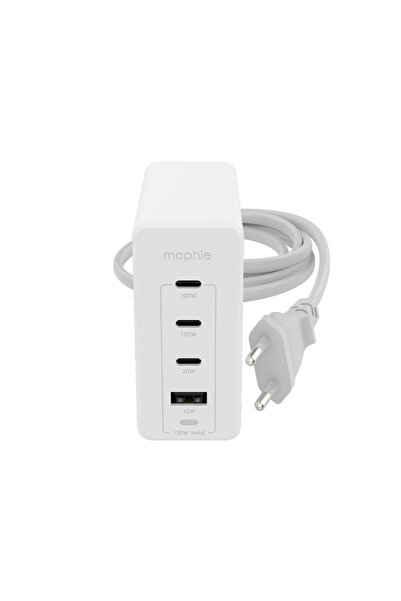 Mophie Încărcător rapid Speedport 120W GaN, 3x USB-C + 1x USB-A, Alb