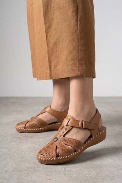 Voyager Z840 Women's Genuine Leather Flat Sandals Brown