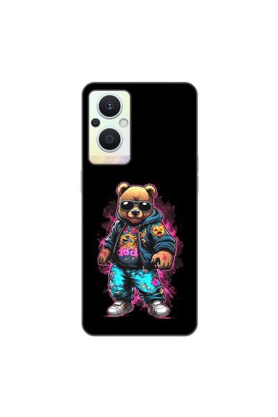 OEM Θήκη συμβατή με Oppo Reno7 Lite Σιλικόνης Gel TPU Μοντέλο Bear Cool Μαύρο