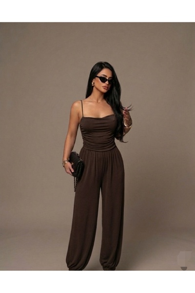 aytenli Women's Casual Sandy Jumpsuit with Rope Straps, Elastic Cuffs and Lac...