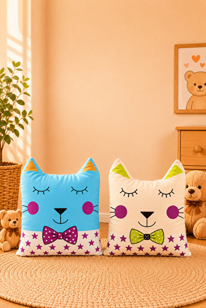 Paris Home 2-Piece Children's Room Cushion Pillow Set, Filled, Cute, Multi-Pu...