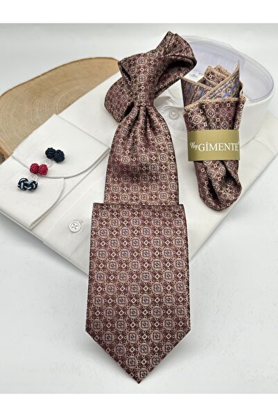 Gutiero Classic Tie with Mink Patterned Handkerchief