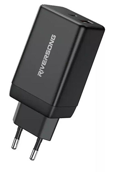 RİVERSONG Φορτιστής χωρίς καλώδιο GaN με θύρα USB-A και θύρα USB-C 65W Μαύρο ...