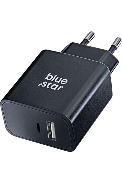 Blue Φορτιστής Star Χωρίς Καλώδιο με Θύρα USB-A και Θύρα USB-C, Παροχή Ισχύος...