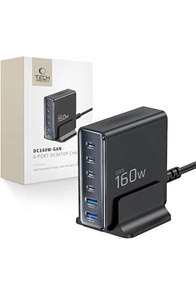Tech-Protect Βάση Φόρτισης GaN με 2 θύρες USB-A και 4 θύρες USB-C, Παροχή Ισχ...