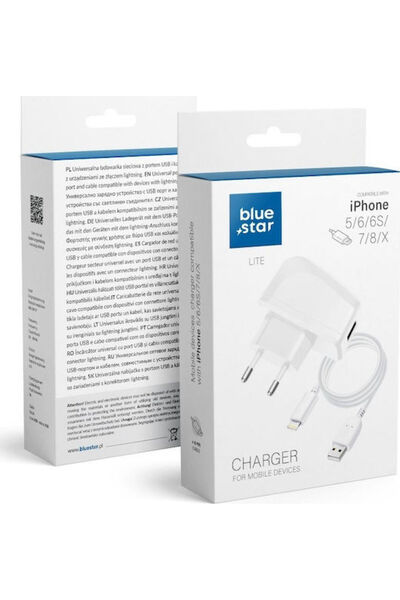 Blue Φορτιστής Star με θύρα USB-A και καλώδιο Lightning, Μαύρο (Φορτιστής Ταξ...